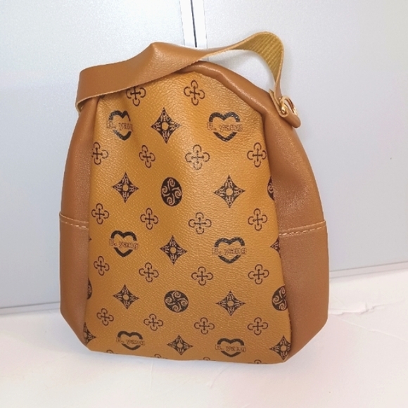 (Earth-Yellow) Faux-leather mini-backpack purse - Picture 2 of 4